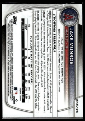 2025 Bowman Draft #BDC-128 Jake Munroe Chrome