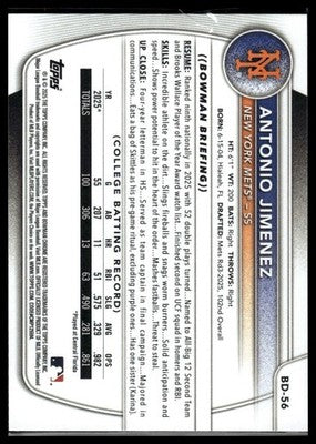 2025 Bowman Draft #BD-56 Antonio Jimenez