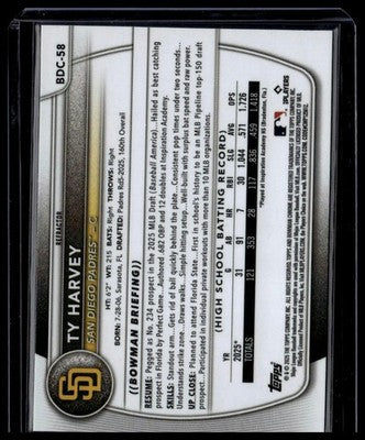 2025 Bowman Draft #BDC-58 Ty Harvey Chrome