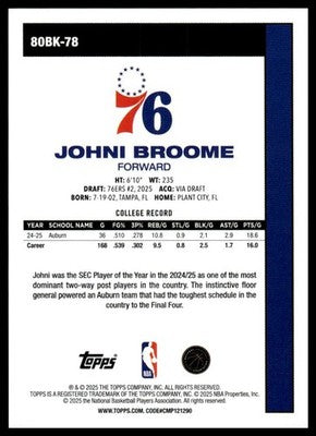 2025-26 Topps #80BK-78 Johni Broome 1980-81 Topps Basketball