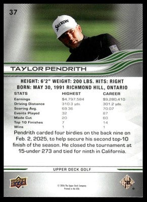 2026 Upper Deck #37 Taylor Pendrith