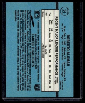 1988 Donruss #34b Roberto Alomar