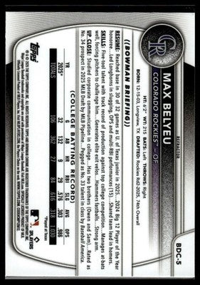 2025 Bowman Draft #BD-5 Max Belyeu