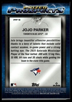 2025 Bowman Draft #PP-9 JoJo Parker Prized Prospects