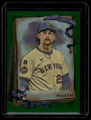 2026 Topps Allen & Ginter #123 Nolan McLean Chrome Green Refractor #/99