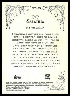 2025 Topps Allen & Ginter #WC-25 CC Sabathia Wicked Curves