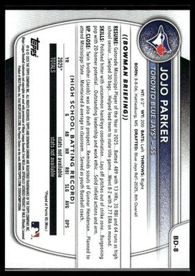 2025 Bowman Draft #BD-8 JoJo Parker
