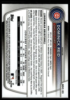 2025 Bowman Draft #BD-53 Dominick Reid