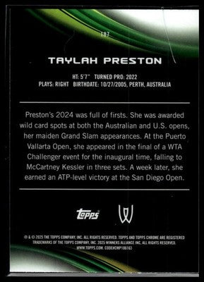 2025 Topps Chrome Sapphire Edition #187 Taylah Preston
