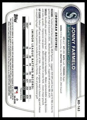 2025 Bowman Draft #BD-163 Jonny Farmelo