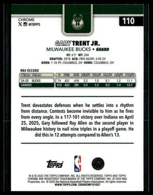 2025-26 Topps Chrome #110 Gary Trent Jr. X-Fractors