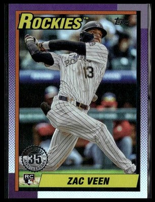 2025 Topps Update #U90-34 Zac Veen 1990 Topps Baseball 35th Anniversary