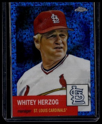 2022 Topps Chrome  #338 Whitey Herzog Platinum Toile White/Blue Refractor #/199