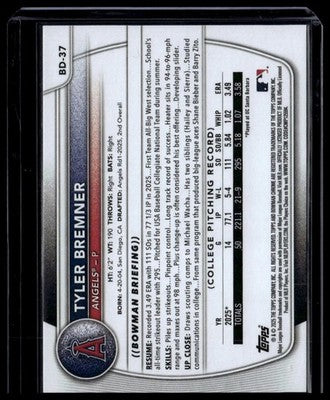2025 Bowman Draft #BD-37 Tyler Bremner