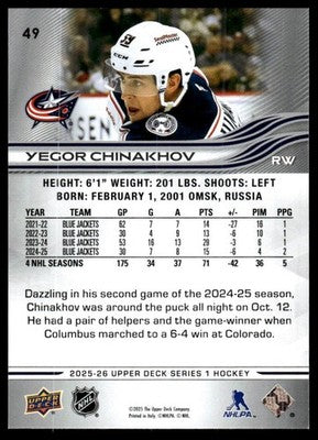 2025-26 Upper Deck #49 Yegor Chinakhov