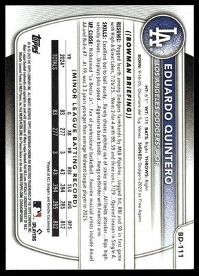 2025 Bowman Draft #BD-111 Eduardo Quintero