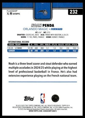 2025-26 Topps #232 Noah Penda