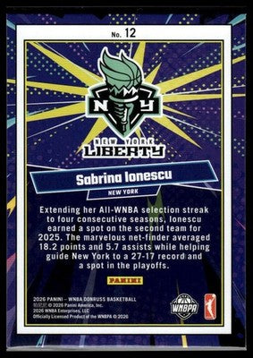 2026 Donruss WNBA #12 Sabrina Ionescu Net Marvels