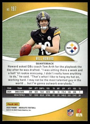 2025 Panini Absolute #197 Will Howard Yellow