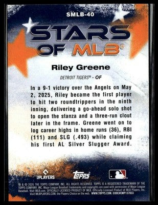 2026 Topps #SMLB-40 Riley Greene Stars of MLB