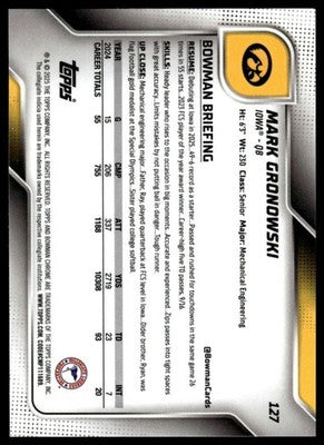 2025 Bowman University Chrome #127 Mark Gronowski