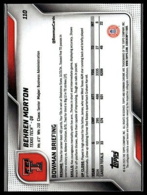 2025 Bowman University Chrome #110 Behren Morton