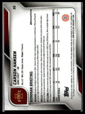 2025 Bowman University Chrome #55 Carson Hansen