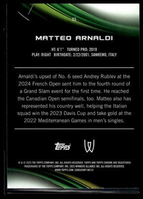 2025 Topps Chrome Sapphire Edition #55 Matteo Arnaldi