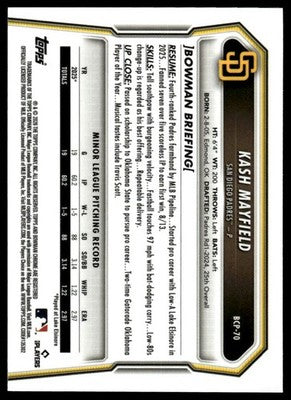2026 Bowman #BCP-70 Kash Mayfield Chrome Prospects