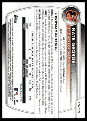2025 Bowman Draft #BD-113 Nate George