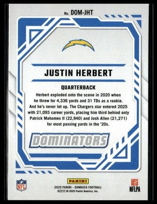 2025 Donruss #DOM-JHT Justin Herbert Dominators