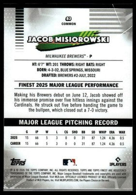 2026 Finest #82 Jacob Misiorowski