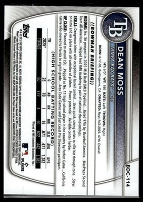 2025 Bowman Draft #BDC-114 Dean Moss Chrome