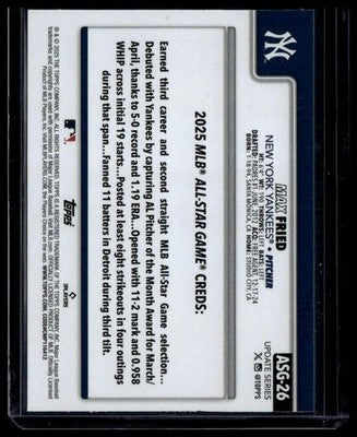 2025 Topps Update #ASG-26 Max Fried 2025 All-Star Game