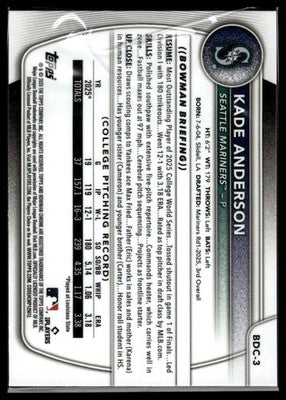 2025 Bowman Draft #BDC-3 Kade Anderson Chrome