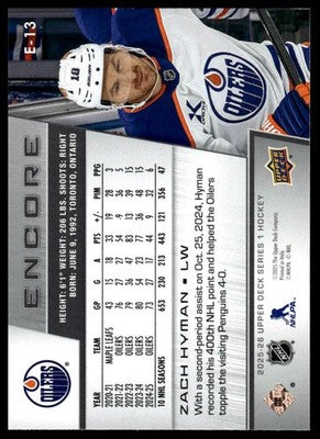 2025-26 Upper Deck #E-13 Zach Hyman Encore