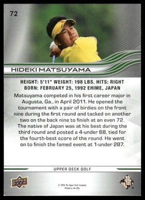 2026 Upper Deck #72 Hideki Matsuyama