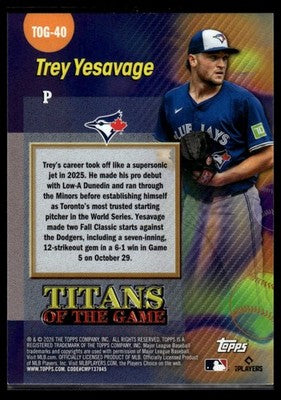 2026 Topps #TOG-40 Trey Yesavage Titans of the Game
