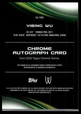 2025 Topps Chrome #CA-YWU Yibing Wu Chrome Autographs Geometric Refractor