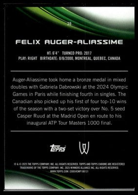 2025 Topps Chrome #30 Felix Auger-Aliassime