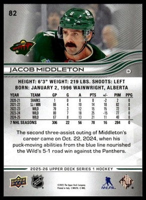 2025-26 Upper Deck #82 Jacob Middleton