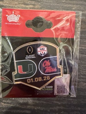 2026 CFP Fiesta Bowl Dueling Pin Miami Hurricanes Ole Miss Rebels 1/8/26