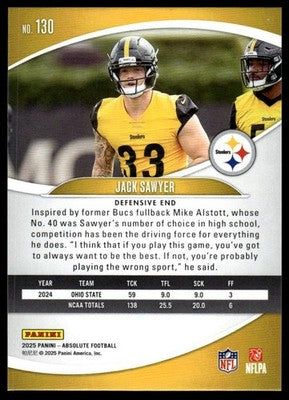 2025 Panini Absolute #130 Jack Sawyer Black