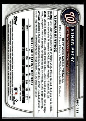 2025 Bowman Draft #BD-151 Ethan Petry