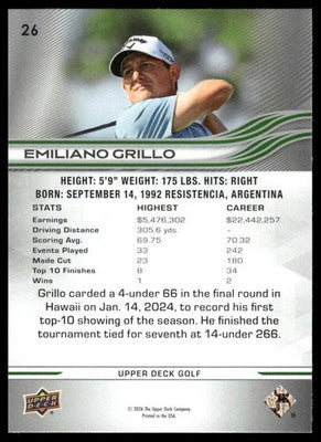 2026 Upper Deck #26 Emiliano Grillo