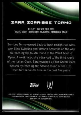 2025 Topps Chrome Sapphire Edition #132 Sara Sorribes Tormo Purple Sapphire #/10