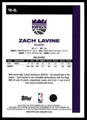 2025-26 Topps #TC-ZL Zach Lavine 1980-81 Topps Chrome Basketball
