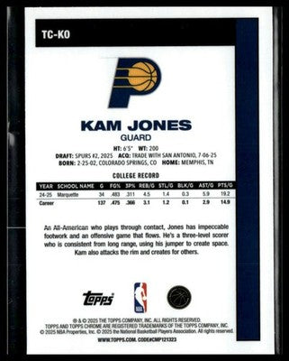 2025-26 Topps #TC-KO Kam Jones 1980-81 Topps Chrome Basketball