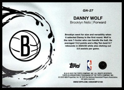 2025-26 Topps #GN-27 Danny Wolf Generation Now