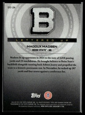 2025 Bowman University Chrome #LU-24 Maddux Madsen Lettered Up